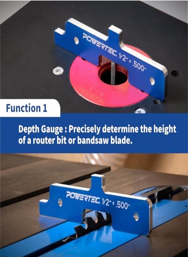 POWERTEC Router Setup Blocks Woodworking 7PC Set, Router Depth Gauge, Aluminum Routers Setup Bars, Spacer Blocks, Height Gauge Set for Table Saw, Band Saw, Measuring Bars, 3-Gauges-in-One - 71579 - Image 4