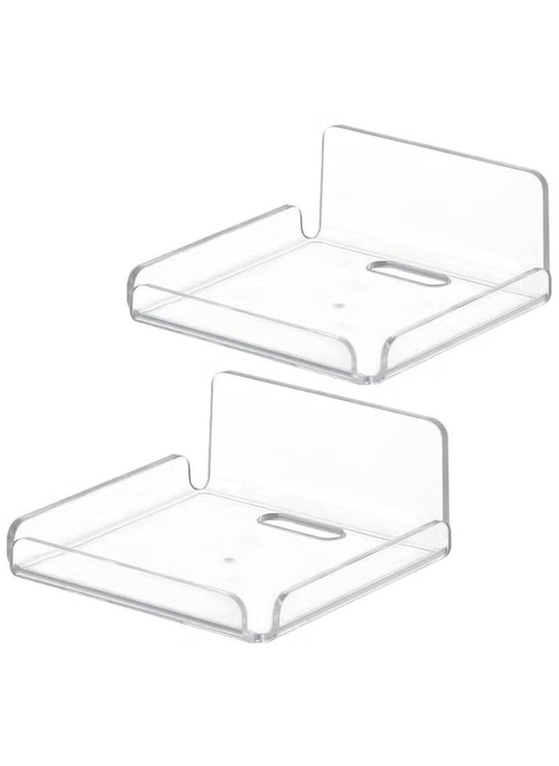 SMARTPOINTS Clear Acrylic Wall Shelf Set of 2 – No-Drill Floating Shelves for Cameras, Baby Monitors, Speakers – Easy Installation, Space-Saving Design  - Image 1