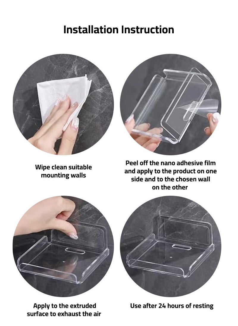 SMARTPOINTS Clear Acrylic Wall Shelf Set of 2 – No-Drill Floating Shelves for Cameras, Baby Monitors, Speakers – Easy Installation, Space-Saving Design  - Image 4
