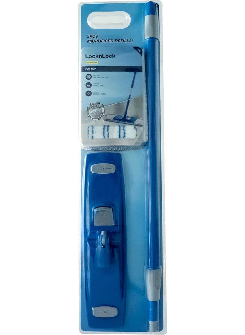 لوك اند لوك ممسحة مسطحة من الألياف الدقيقة 40 سم مع عبوتين لإعادة التعبئة 75 سم - 130 سم بمقبض تلسكوبي - Image 1