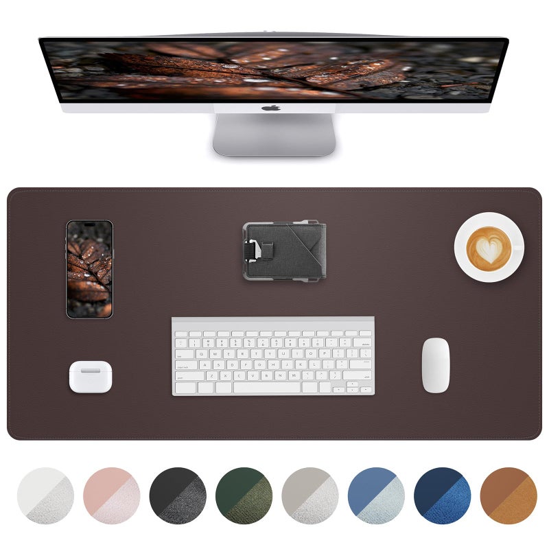 AFIING Non-Slip Desk Pad,Mouse Pad,Waterproof PVC Leather Desk Table Protector,Non-Slip PU Leather Desk Blotter, Easy Clean Laptop Desk Writing Mat for Office Work/Home/Decor(Coffee, 24" x 13.7") - Image 1