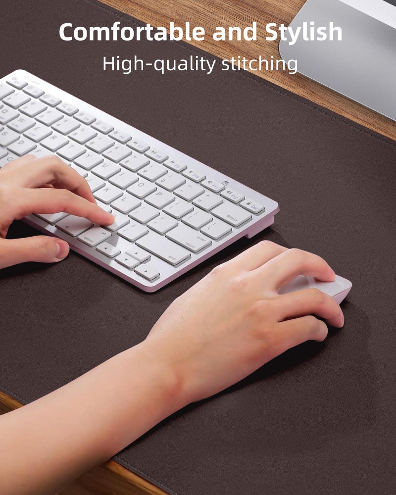 AFIING Non-Slip Desk Pad,Mouse Pad,Waterproof PVC Leather Desk Table Protector,Non-Slip PU Leather Desk Blotter, Easy Clean Laptop Desk Writing Mat for Office Work/Home/Decor(Coffee, 24" x 13.7") - Image 3
