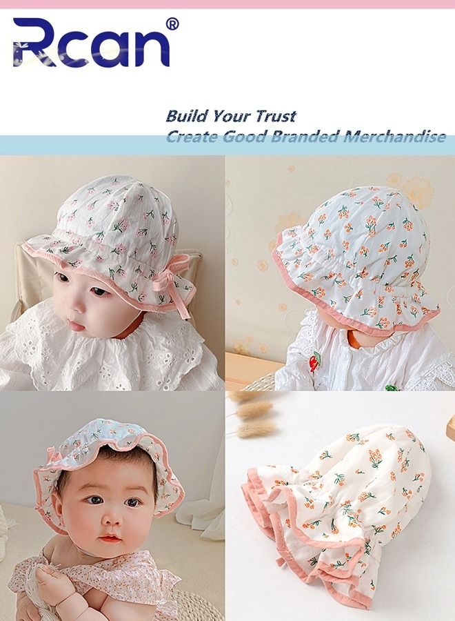 Rcan Baby Cotton Windproof Sunshade Fisherman Hat Cute Princess Decorative Cap 1-2 Years Old  - Image 1