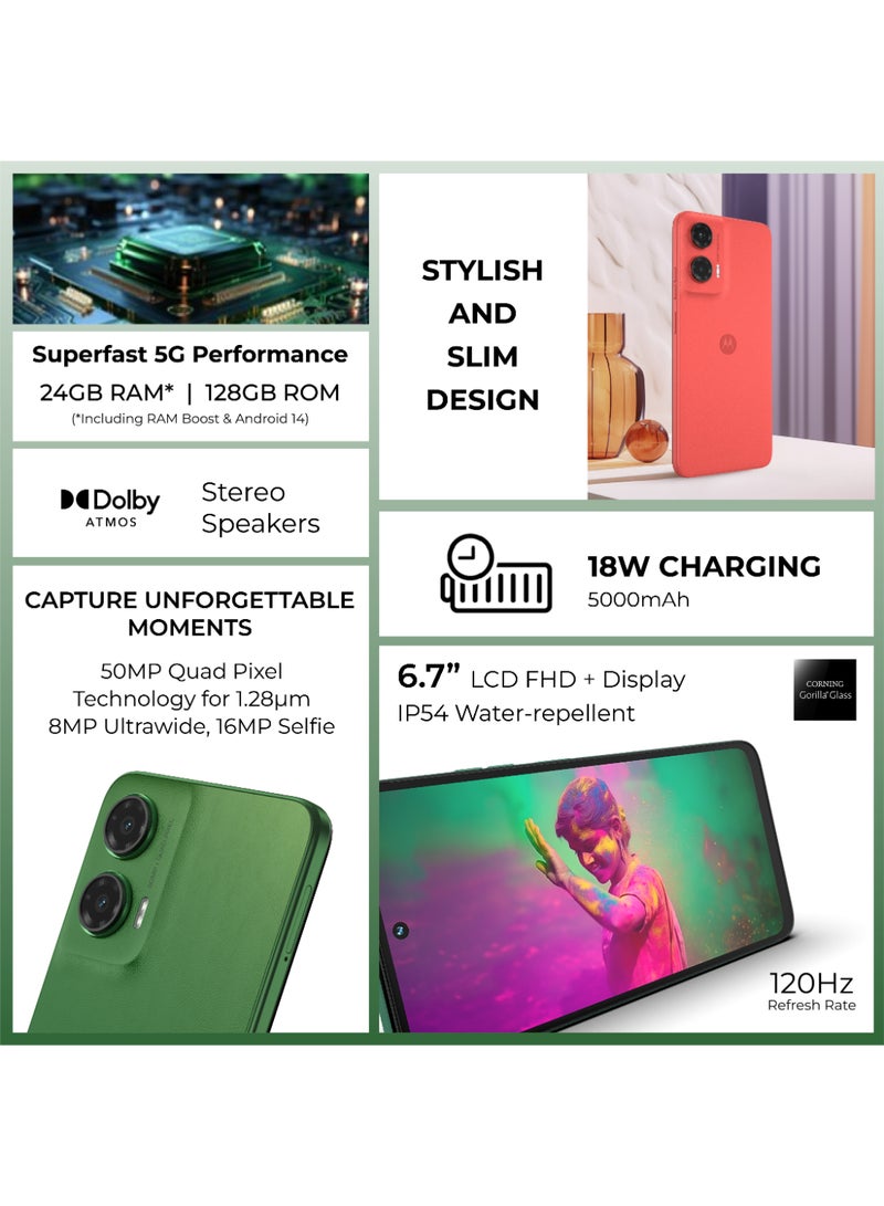 Motorola G35 Dual SIM Leaf Green 8GB RAM 128GB  5G With Motorola Bottle - Middle East Version - Image 3