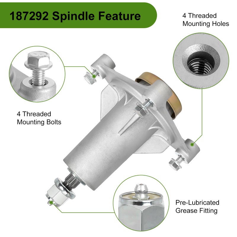 Belleone 187292 Mower Spindle for 42" 46" 48" 54" Deck, 587819701 Mandrel Assembly Fits for Craftsman Husqvarna Ariens Poulan Pro, Replace for 192870 532187281 532187292 567253301 - Image 3