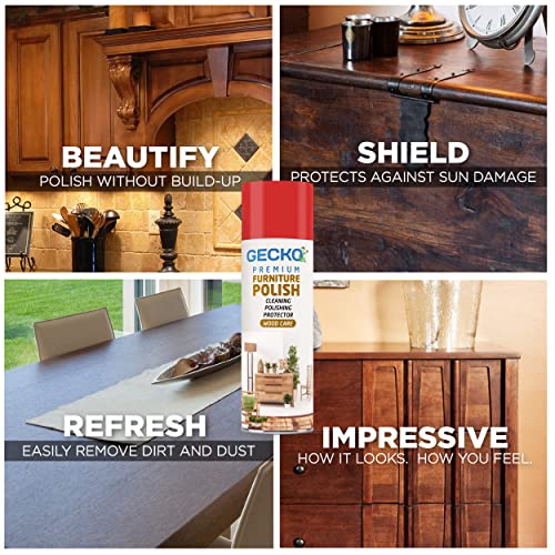 GECKO Furniture Polish Spray | Wood Care & Protection | Cleans & Restores Shine | Shiny Wood Furniture Surfaces | 200ml (Pack of 1) - FORMULATION 110X - Image 4