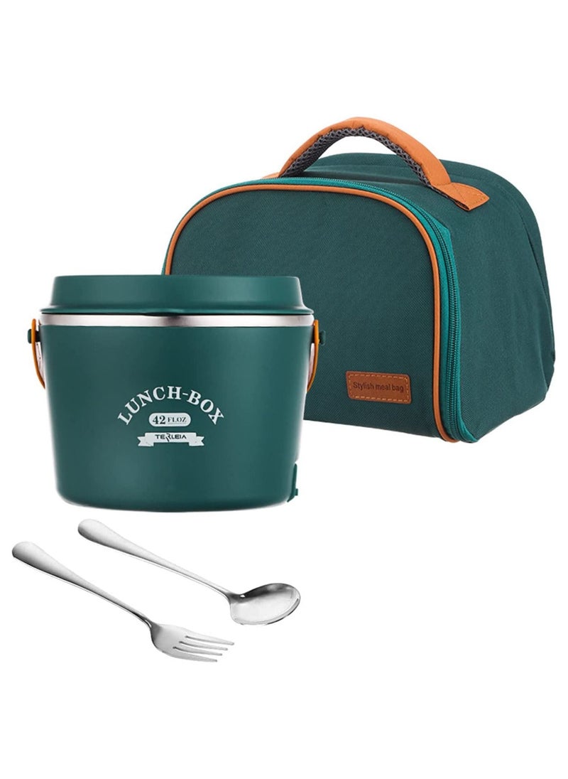GGEROU Electric Lunch Box with Fork Spoon and Carry Bag,1.2L Electric Stainless Steel Lunch Box Food Container  - Image 1