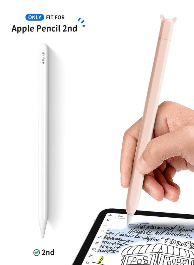 ELETIUO 2 Pack Cute Ear Case Silicone Skin Cover Compatible with Apple Pencil 2nd Generation Accessories Compatible with iPad Pro 11 12.9 inch,Pink&Green - Image 2