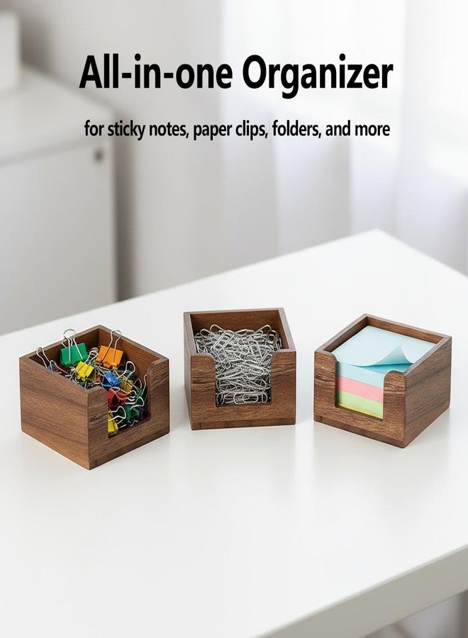 Phininia Acacia Wood Sticky Note Holder, Post It Note Dispenser for Office Desk Accessories, Self Stick Note Pad Holder, Memo Pad Holder Dispenser Organizer for School Office Desk Supplies, Brown - Image 5