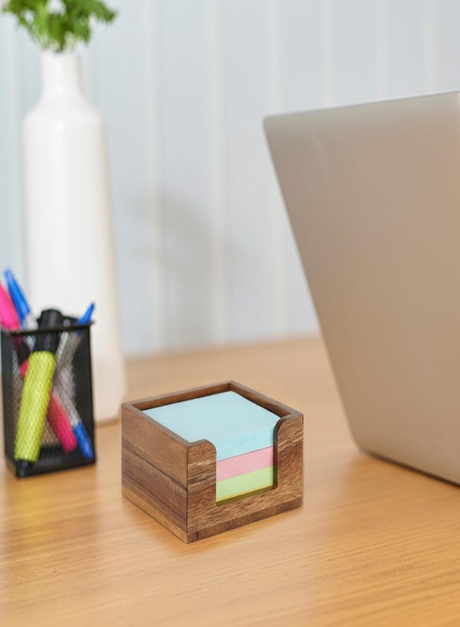Phininia Acacia Wood Sticky Note Holder, Post It Note Dispenser for Office Desk Accessories, Self Stick Note Pad Holder, Memo Pad Holder Dispenser Organizer for School Office Desk Supplies, Brown - Image 4