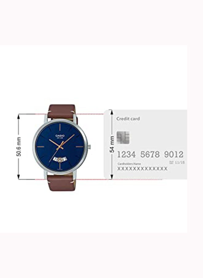 CASIO Men Leather Strap Analog Wrist Watch MTP-B100L-2EVDF - 51 mm - Brown - Image 3