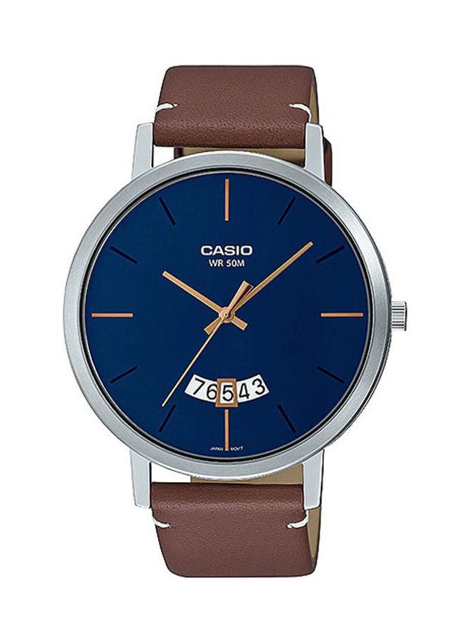 CASIO Men Leather Strap Analog Wrist Watch MTP-B100L-2EVDF - 51 mm - Brown - Image 1