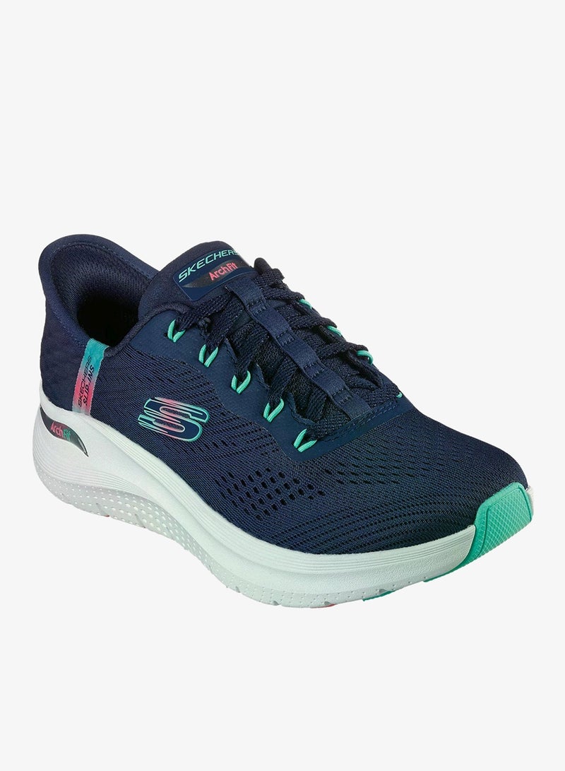 SKECHERS Arch Fit 2.0 - Easy Chic Shoe in Navy/Aqua - 9W - Image 3