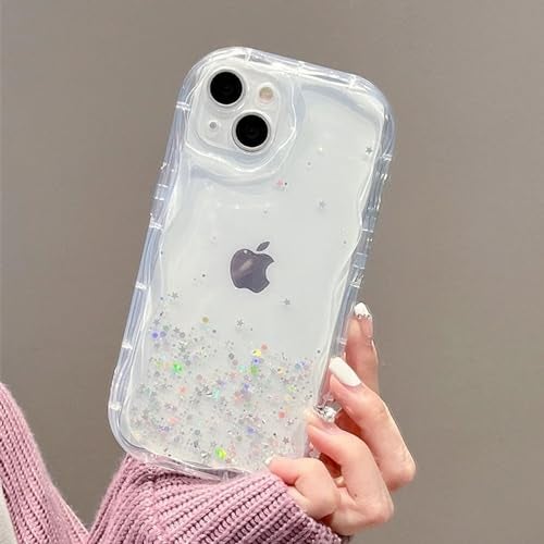KC Back Cover for Vivo V27 5G & Vivo V27 Pro 5G, Dry Fixed Non Moving Glitter Curly Wave Shape Shockproof Bumper Soft Silicone Case with Camera Protection (Transparent) - Image 5