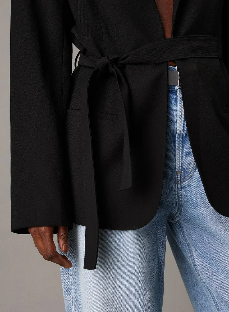 Calvin Klein Ck Black Travel Twill Belted Blazer for Women | Best Price UAE