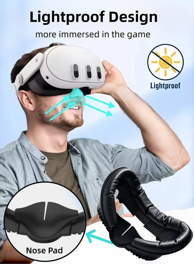 CoolRabbie VR Facial Interface & Face Pad Cover for Meta Oculus Quest 3,Removable Face Interface Bracket,VR Accessories Set with Face Pad Replacement for Quest 3,Anti-Leakage Nose Pad，Thickened and Widened ABS+PU Breathable and Leak-proof Mask(Not Compatible with 3S) - Image 3