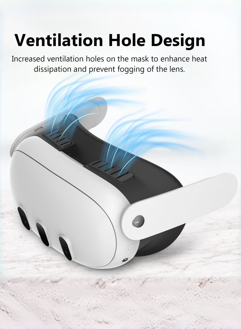 CoolRabbie VR Facial Interface & Face Pad Cover for Meta Oculus Quest 3,Removable Face Interface Bracket,VR Accessories Set with Face Pad Replacement for Quest 3,Anti-Leakage Nose Pad，Thickened and Widened ABS+PU Breathable and Leak-proof Mask(Not Compatible with 3S) - Image 4