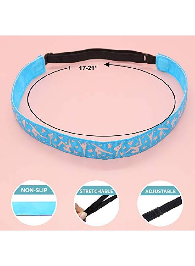 FROG SAC 4 Adjustable Gymnastics Headbands For Girls Non Slip Sports Head Bands For Kids Metallic Grosgrain Dance Hair Accessories Gymnast Dancer Girl Hairbands Party Favors - Image 5