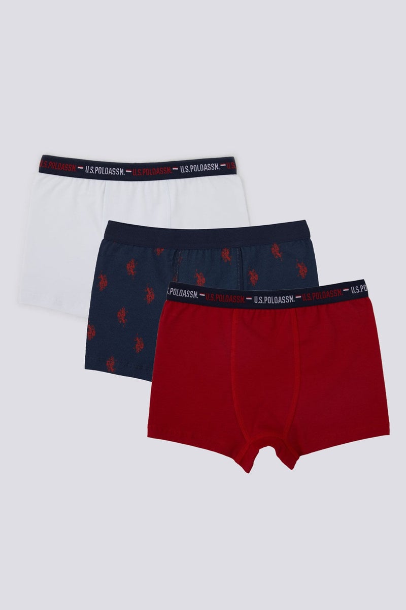 U.S. Polo Assn. Base. Polo Assn Emblem Detail Red Boy's 3-Piece Boxer  - Image 2