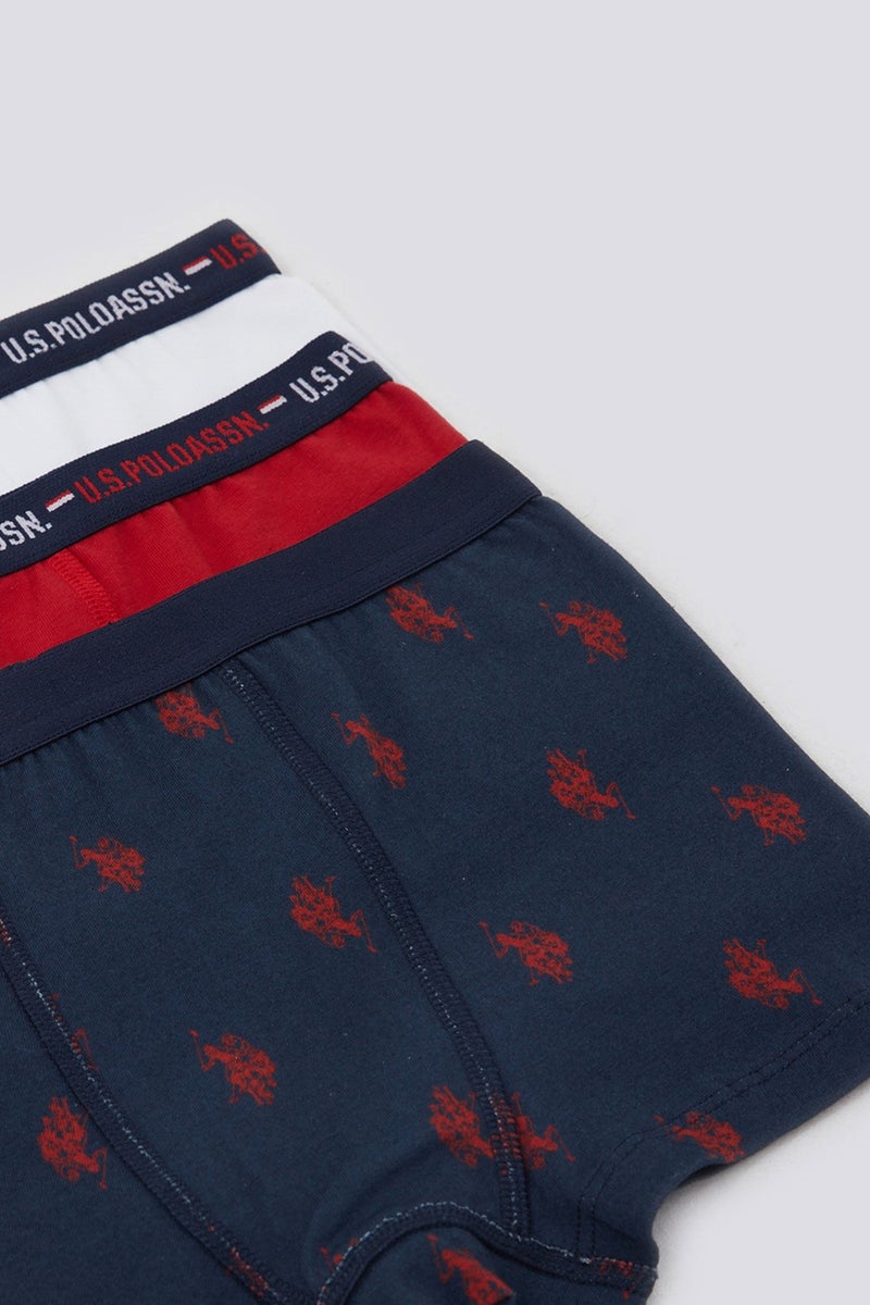 U.S. Polo Assn. Base. Polo Assn Emblem Detail Red Boy's 3-Piece Boxer  - Image 3