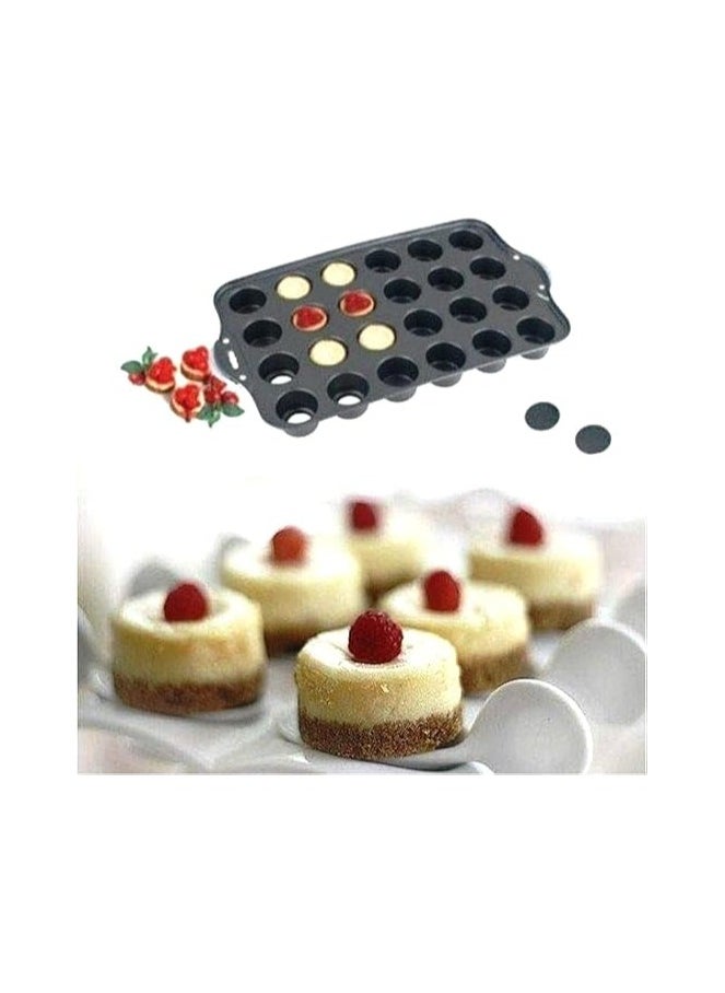 12-Port Non-Stick Mini Cake Mold，Mini Cheesecake Pan With Handles，For Baking Desserts like Cakes, Cupcakes and Muffins , Black