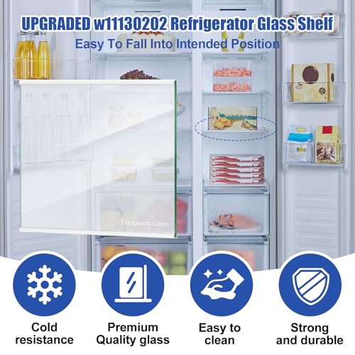 FBULWSEC UPGRADED W11130202 Freezer Glass Shelf, Fridge Tempered Glass Shelf for Whirlpool Freezer Shelf Replacement, Refrigerator Glass Door Shelf Parts Replaces W10527848, 4545865, EAP12347521, WRS571CIHZ04 - Image 5