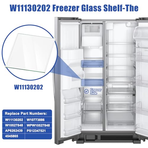 FBULWSEC UPGRADED W11130202 Freezer Glass Shelf, Fridge Tempered Glass Shelf for Whirlpool Freezer Shelf Replacement, Refrigerator Glass Door Shelf Parts Replaces W10527848, 4545865, EAP12347521, WRS571CIHZ04 - Image 2