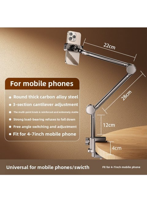 Lazy Bracket Arm Rotation Photography Tablet Stand Bedside Desktop Live Broadcast Tool Mobile Phone Holder China Made-Color:Carbon Steel Black-three-section Mechanical Arm [for Mobile Phone]]