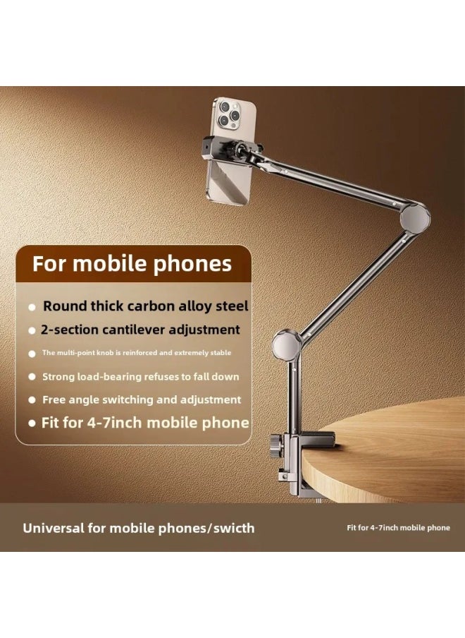 Lazy Bracket Arm Rotation Photography Tablet Stand Bedside Desktop Live Broadcast Tool Mobile Phone Holder China Made-Color:Carbon Steel Black-three-section Mechanical Arm [for Mobile Phone]]