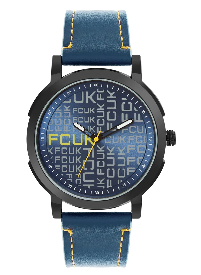 French Connection French Connection Men's Analog Watch With Blue Leather Strap 43 mm FK00013B