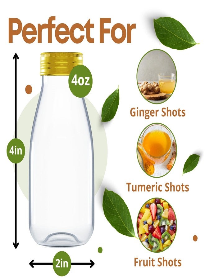 Ethisa 12 Pack 4oz Small Plastic Bottles for Liquids - BPA-Free Mini Ginger Shot Bottles with Aluminum Lids, Leak-Proof & Freezer Safe - Perfect for Wellness Juices, Lemonade, and Liquid Storage - Image 2