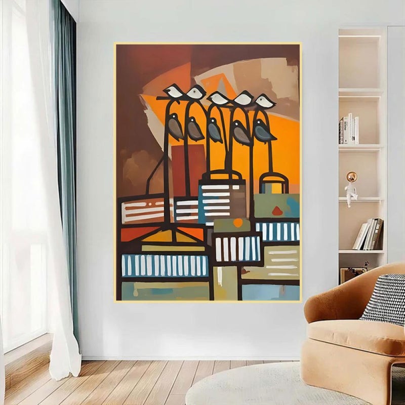 ماركتنا لوحة قماشية بتصميم تجريدي مع برواز مجوف مقاس (120x80) قطعة واحدة - Image 2