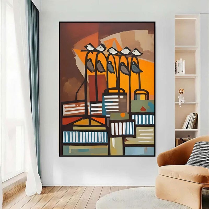 ماركتنا لوحة قماشية بتصميم تجريدي مع برواز مجوف مقاس (120x80) قطعة واحدة - Image 4