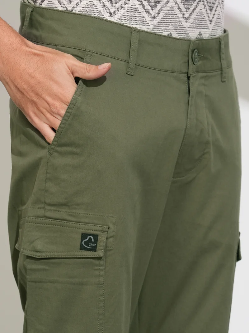 Being Human OLIVE Men Solid Relaxed Fit Cargo Track Pant for Men | Best Price UAE