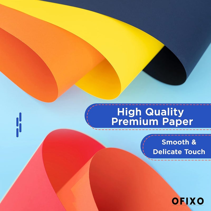 OFIXO 100 قطعة ورق ملون A4 أوراق يدوية الصنع أوريغامي مزخرفة ورق ملون رقيق لكتاب القصاصات 10 ألوان ترسل عشوائياً - Image 4