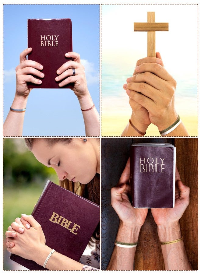 سوريو مجموعة أساور هدايا مسيحية من Sureio مكونة من 15 قطعة للنساء والرجال، مصنوعة من الجلد، تحمل آيات دينية من الكتاب المقدس، وتعكس الإيمان بالله (ألوان متنوعة). - Image 3