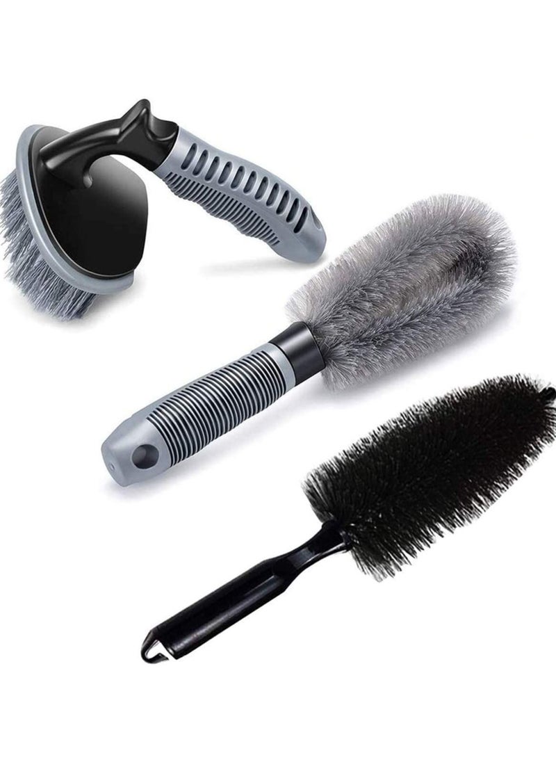 SYOSI Car Wheel Cleaning Brush Set Washing Tool Rim Cleaner for Alloy Wheel Motorcycle or Bicycle Tire 3 Pieces  - Image 1