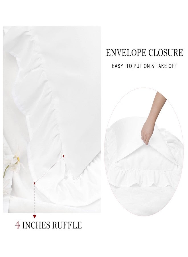 بيكوكاسا طقم أغطية وسائد مكشكشة من بيكو كاسا، قطعتان، أغطية وسائد ناعمة تسمح بمرور الهواء مع إغلاق ظرفي، غطاء وسادة أبيض قياسي مصنوع من ألياف دقيقة مصقولة 100% - Image 5