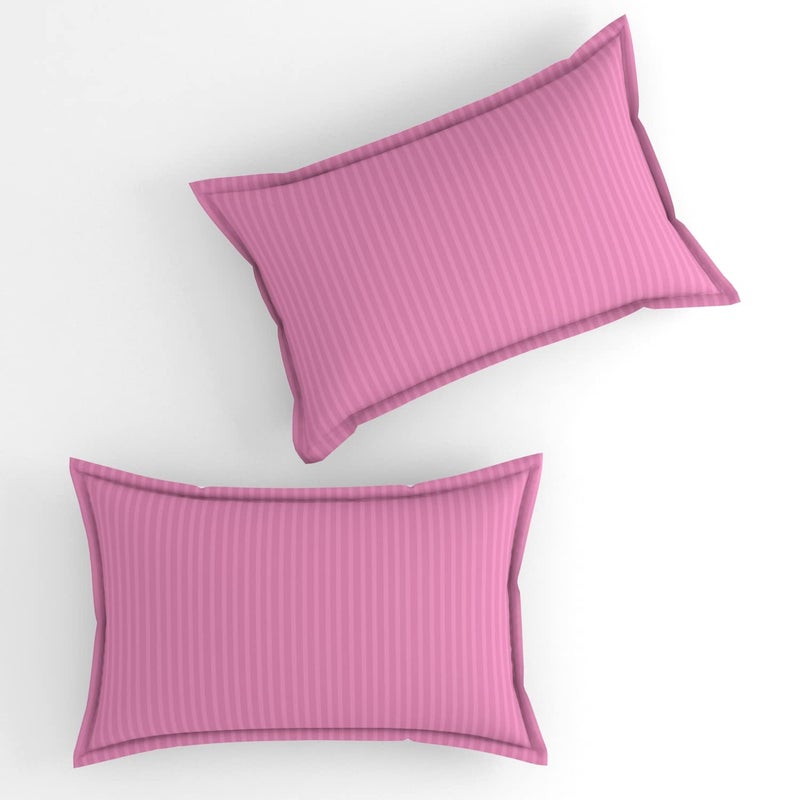 TIB Glace Cotton Feel Pillow Covers | Soft Satin Striped Pillow Cases | Pillow Cover Set of 4-17× 28 Inches, Pink - Image 1
