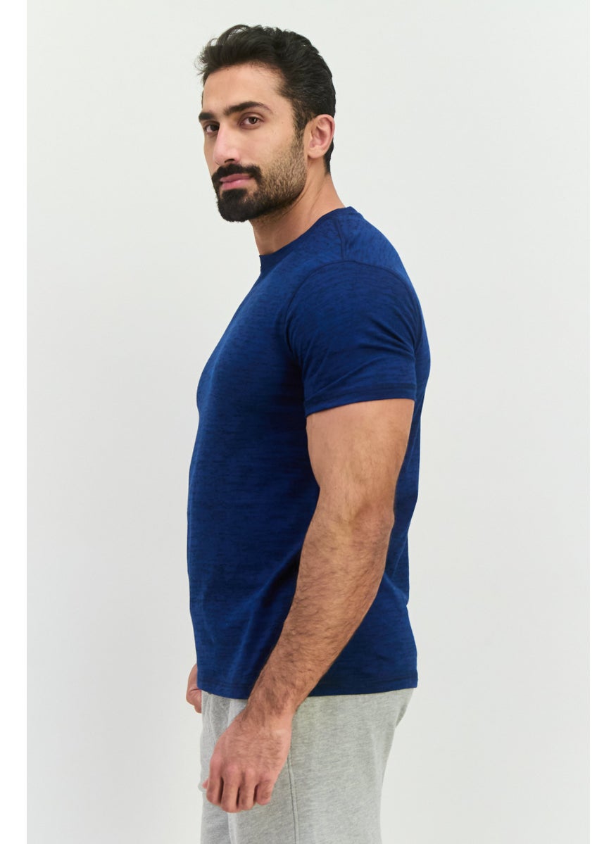 Company Eighty One - Men Crew Neck Short Sleeve Heather T-Shirt, Estate Blue - Image 1