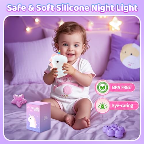 One Fire Unicorn Toys for Girls Age 4-6, 16 Colors Night Light for Kids Night Light, Silicone+Dimmable Toys for Girls, Toddler, Baby, Rechargeable Nightlight for Kids Room - Image 4
