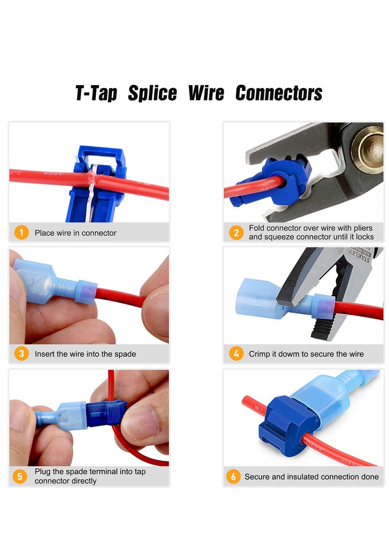 Generic Nilite 120-Piece 60-Pair Self-Stripping Fully Insulated Nylon Male Quick Connect T-Connectors Kit for Cables, 2-Year Warranty - 50004R  - Image 2