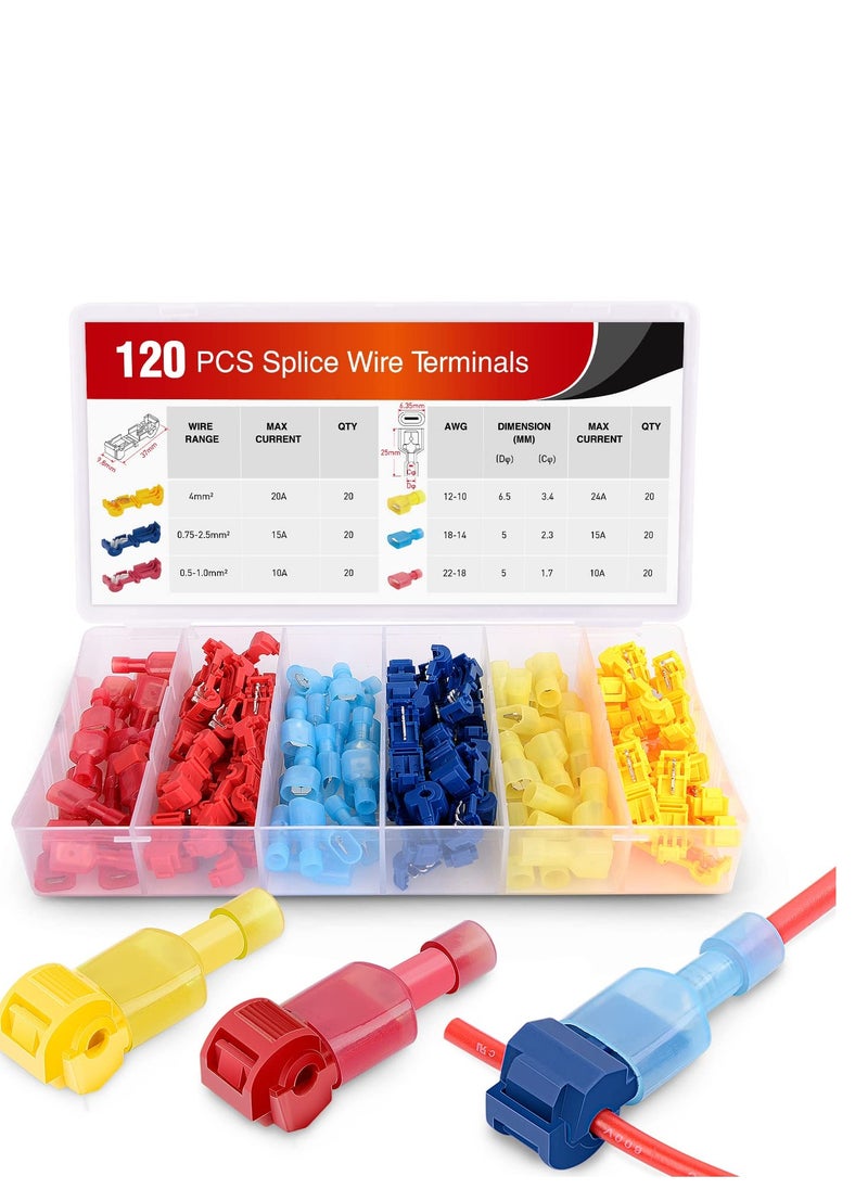 Generic Nilite 120-Piece 60-Pair Self-Stripping Fully Insulated Nylon Male Quick Connect T-Connectors Kit for Cables, 2-Year Warranty - 50004R  - Image 1