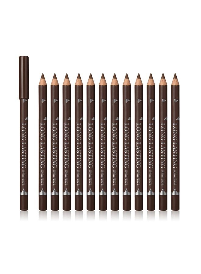 Sumeitang 12 Pcs Brown Eyebrow Pencil Eyeliner Set, Waterproof Eye Brow Pencil, Easy to Color, Long Lasting Eye Liner Gel Pen, Women Professional Eye-Makeup Pencil - Image 1