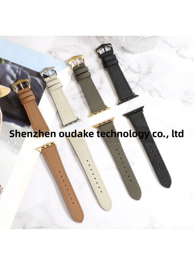 Generic - Suitable For Apple Palm Print Leather Watch With For Apple Watch8/SE/7/6/5/4321 Manufacturers In Stock-Color:42/44/45/46/49mm Brown - Image 1