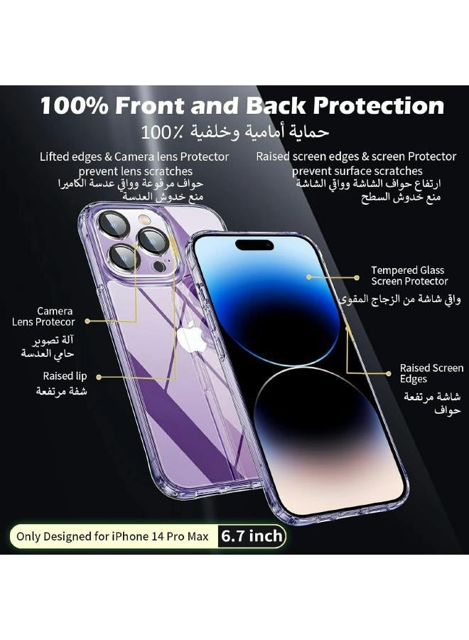 iPhone 14 Pro Max Slim Transparent Protection Package with 1 Pack of Tempered Glass Screen Protectors and 1 Pack of Camera Lens Protector, Phone Cover for iPhone 14 Pro Max (6.7 Inch) 2022 (3in1) - Image 3