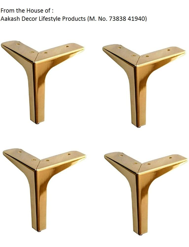AAKASH DECOR Sofa Leg 34 56 Inches PVD Golden Glossey Finish T Shape Set of 4 Comes with Warranty - Image 4