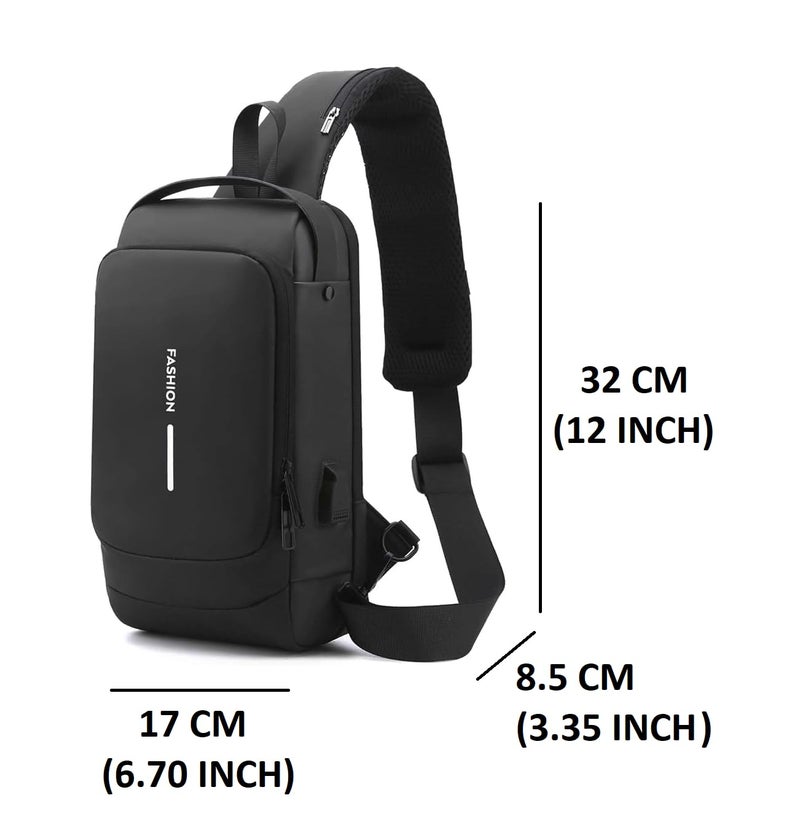 Bluwings Small Cross Body Sling Bag Chest Backpack for Men Waterproof Casual Shoulder Bag with Usb Charging Port and Anti-Theft Lock for Daily Work Travel Bag for Male Female (1 Pc) - Image 5
