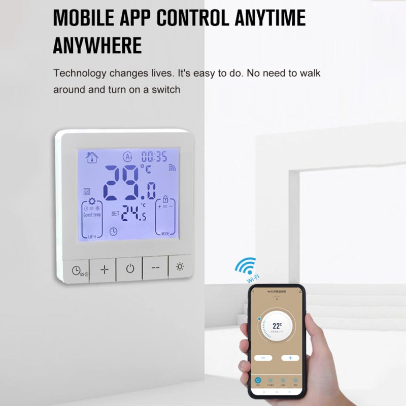 Smart Thermostat for Home WiFi Voice Tuya App Programmable Temperature Control IP20 Protection 24H Timed On/Off Digital Thermostat for 3A Water Underfloor Heating Compatible with Google Home - Image 4