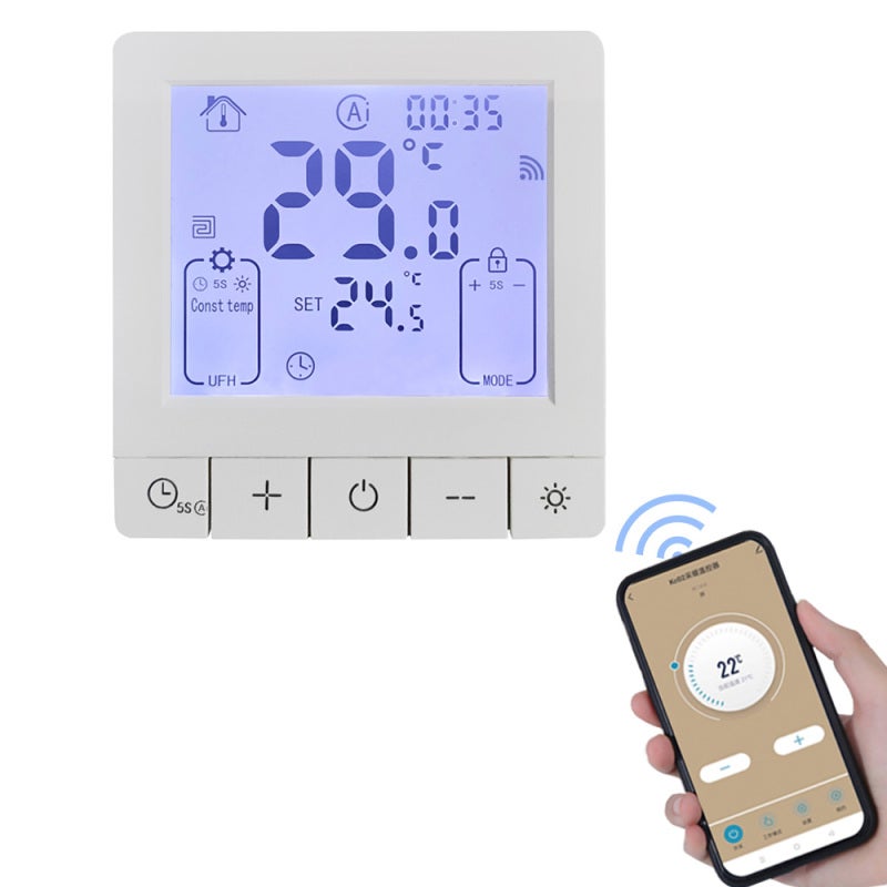 Smart Thermostat for Home WiFi Voice Tuya App Programmable Temperature Control IP20 Protection 24H Timed On/Off Digital Thermostat for 3A Water Underfloor Heating Compatible with Google Home - Image 1